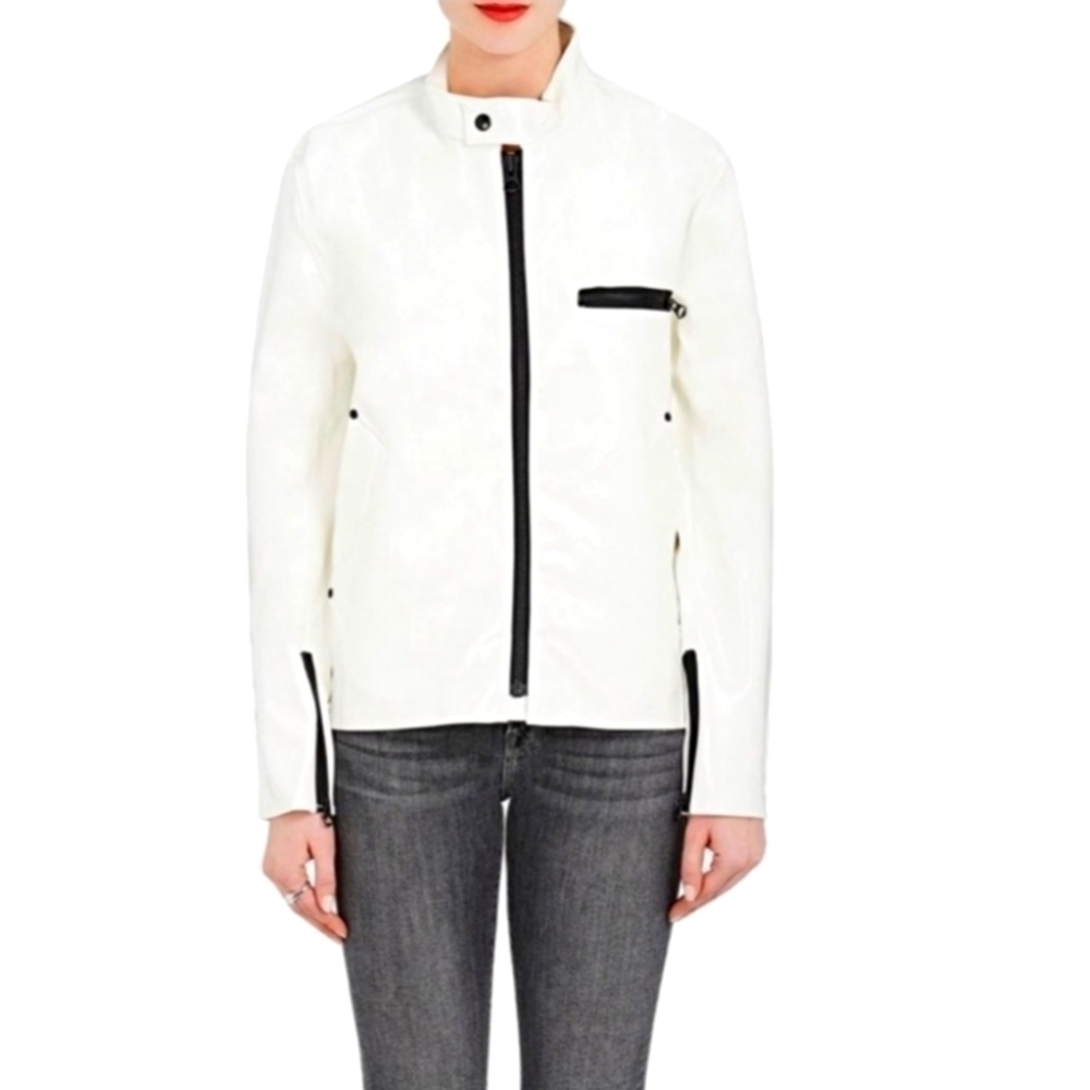 Stutterheim Soderman Opal White Moto Raincoat